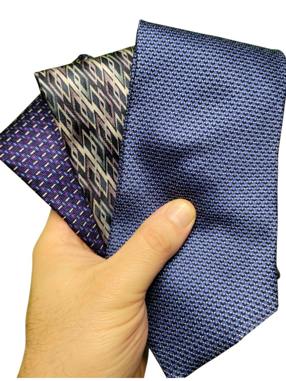 Classic Blue Purple And Grey Woven Men's Tie - Pack of 3